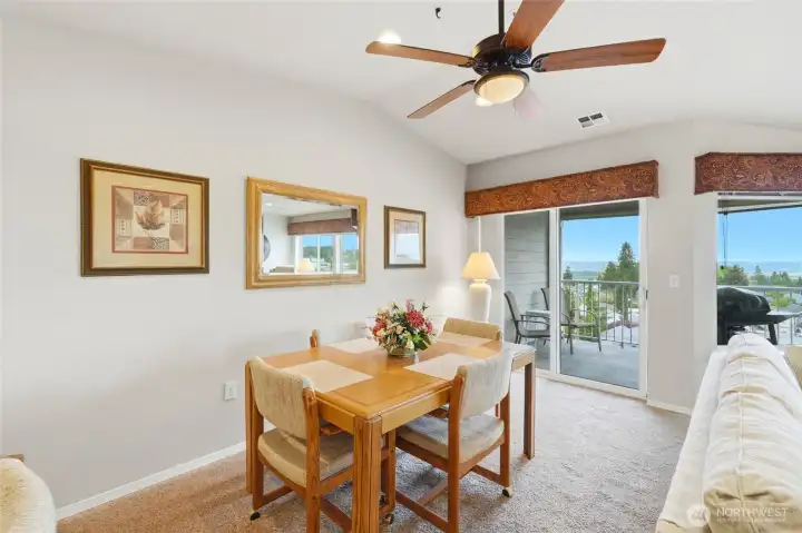 Dining area with easy access to view deck.