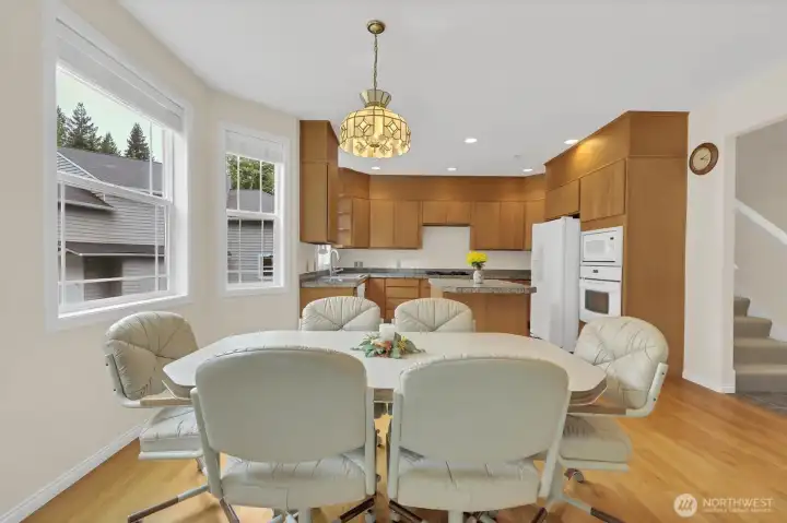 Kitchen with spacious eating space.