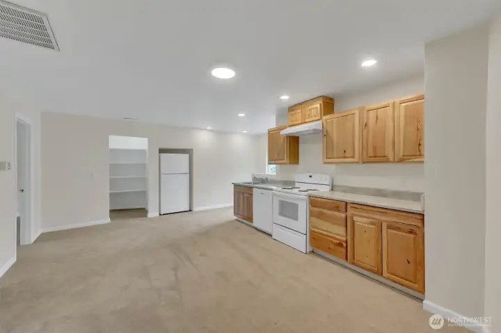 Apartment above shop kitchen living area
