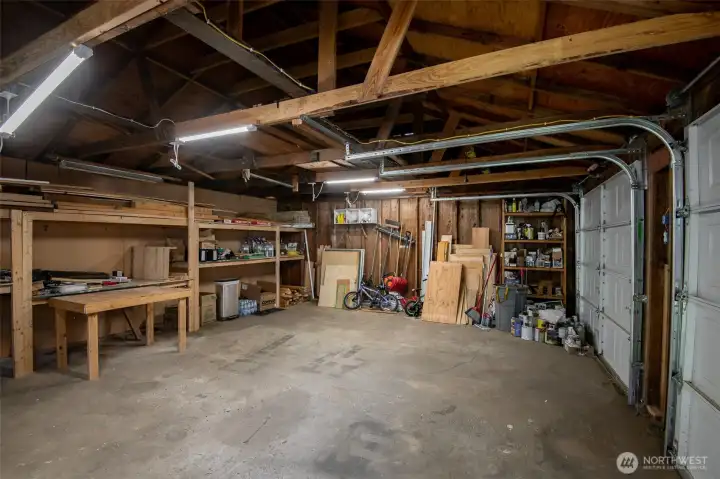 The detached two-car garage can be used for parking or provides excellent workshop or storage potential.