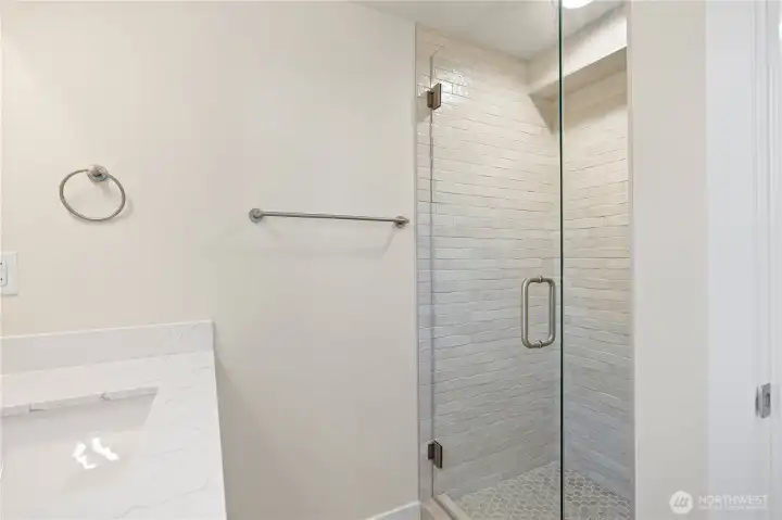 3/4 bath on the lower level.