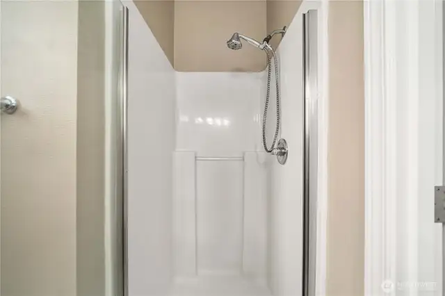 Easy care shower in the guest bath.
