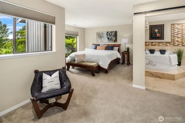 Large Primary bedroom with fireplace and 5 piece lux master bathroom