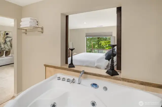 Window between bedroom and bath slides shut if wanted