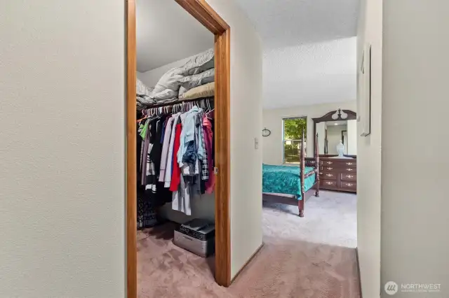 Entering the primary suite you'll find a big walk-in closet!