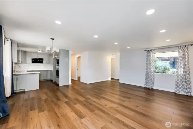 Main floor living and kitchen