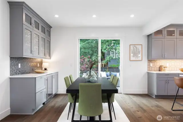 Dining area with built-in buffet.