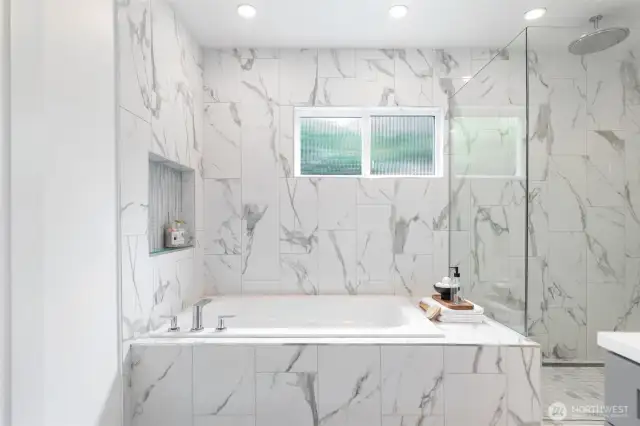 Soak the day away in this oversized tub.