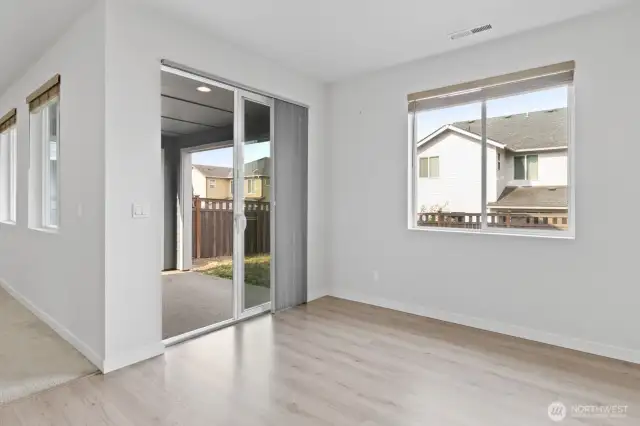 Open Concept Dining Room with access to covered patio