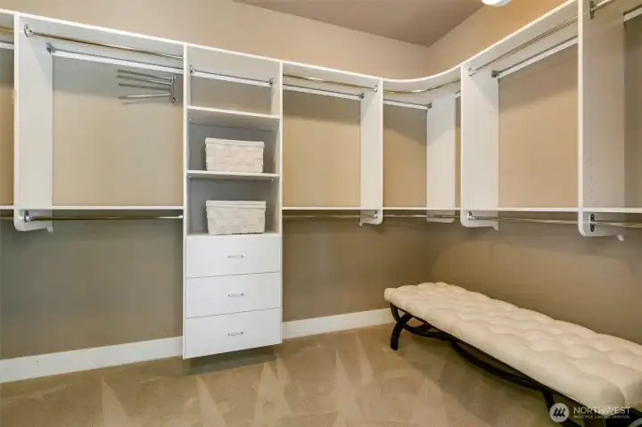 Walk-in closet at primary suite