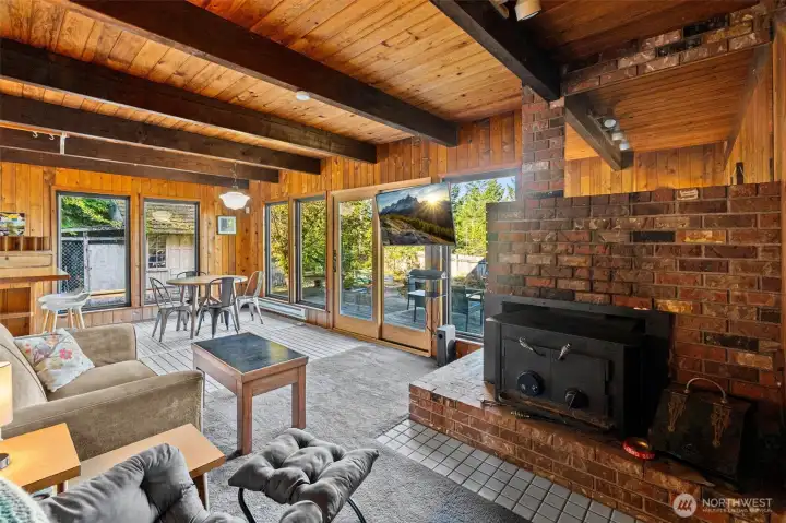 Wood burning fireplace