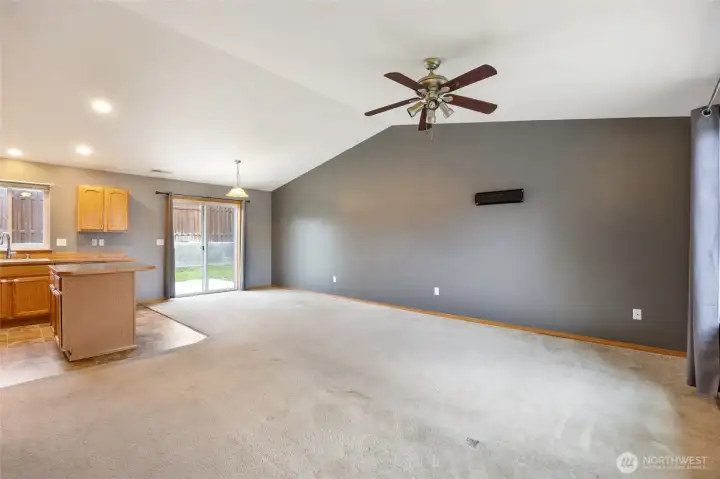 Open Living space is ready with TV mount already installed.