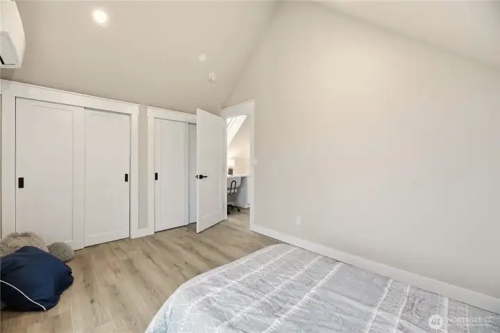 Double closets provide a lot of storage space.