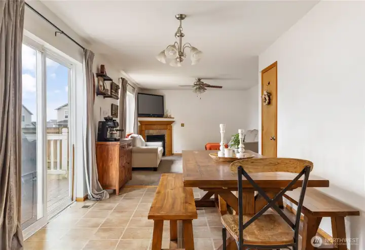 View from kitchen into dining area