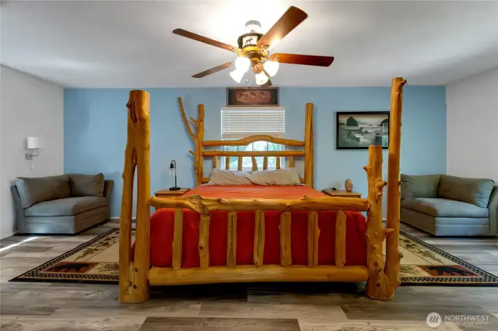 primary bedroom with bathroom is nice sized.
