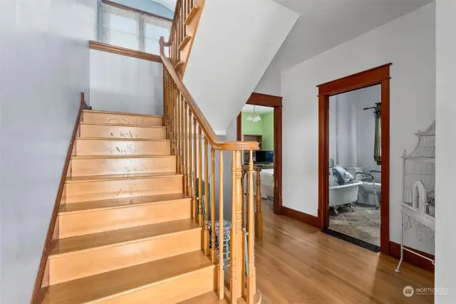 Main floor to bedroom to bathroom, central location. Check out the flooring.