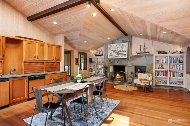 The informal dining area has a lovely wet bar including a dishwasher. There is a gorgeous Pennsylvania Bluestone wood burning fireplace with a gas igniter.