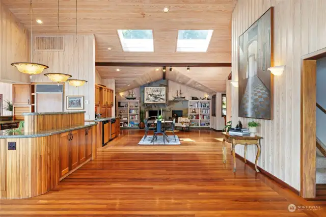 Looking toward the sitting room beyond the informal dining area. The architectural details are incredible.