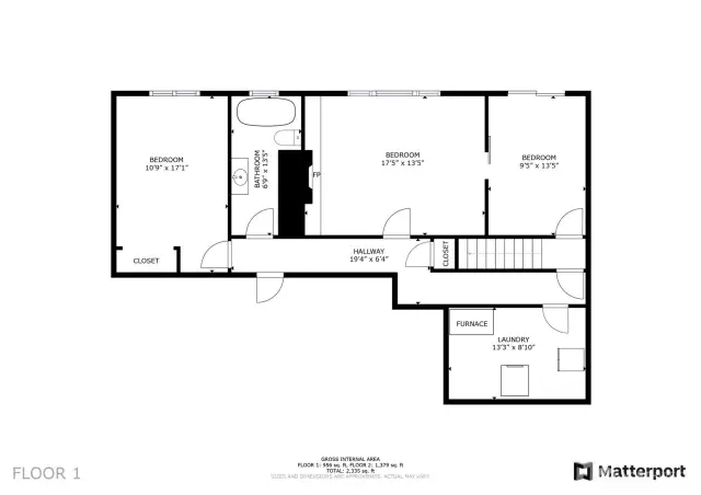 Lower level floor plan minus garage