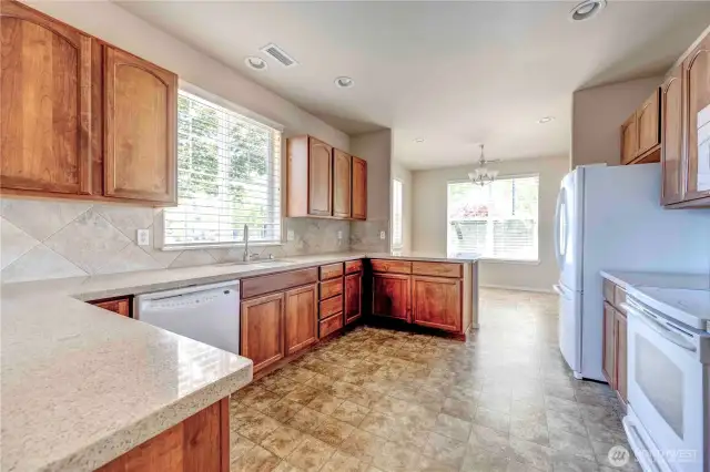Solid surface counters. All appliances included.