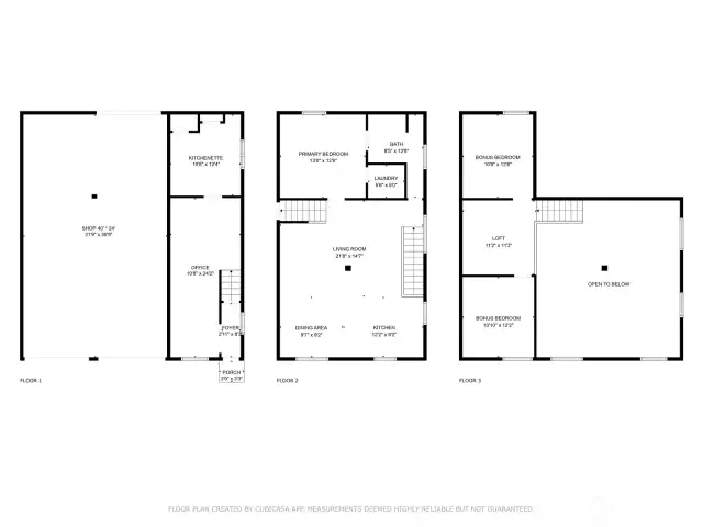 Floor plan for guest home & shop