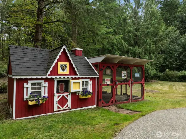 Cute and cozy chicken coop—fresh eggs just steps away!