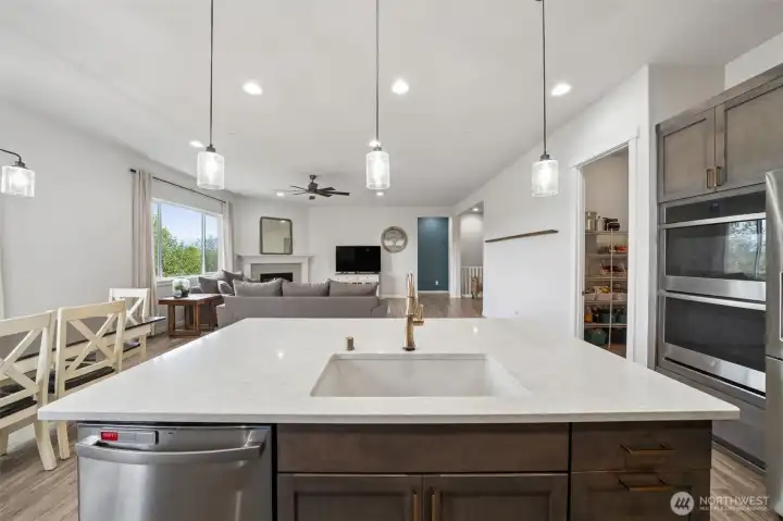 View of the great room from kitchen