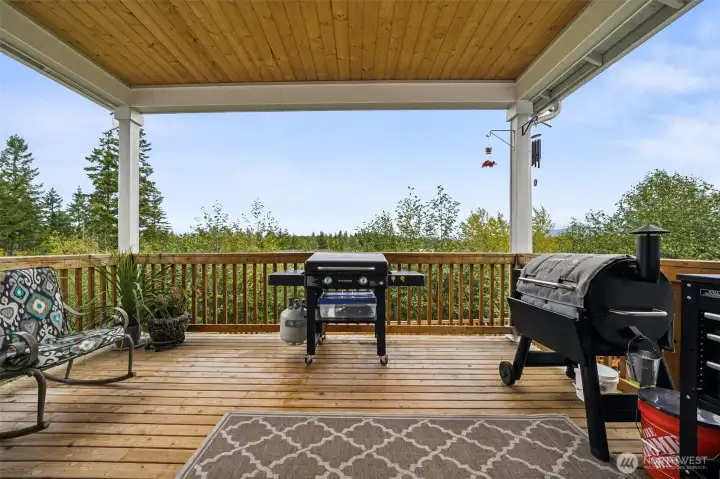 Gorgeous covered deck and no nosey neighbors looking in on you!