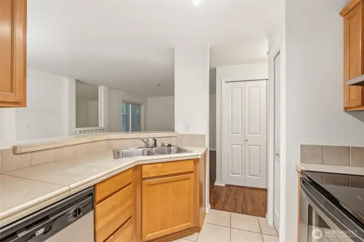 View from the kitchen toward the living room.