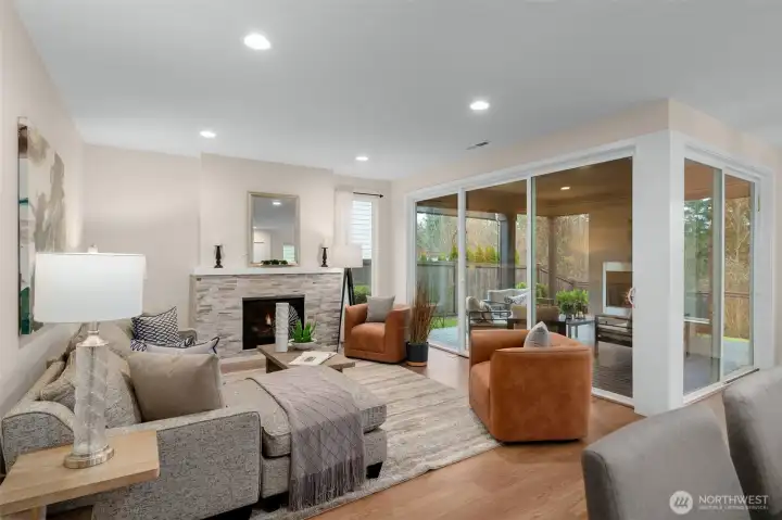 Cuddle up by a gas fire in the winter or the summer with the easy access to both your indoor and outdoor living rooms.