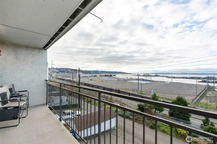 All units feature a large balcony and sweeping views of the waterfront and Olympic Mountains.
