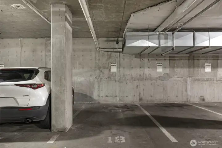 secure deeded parking space on P2