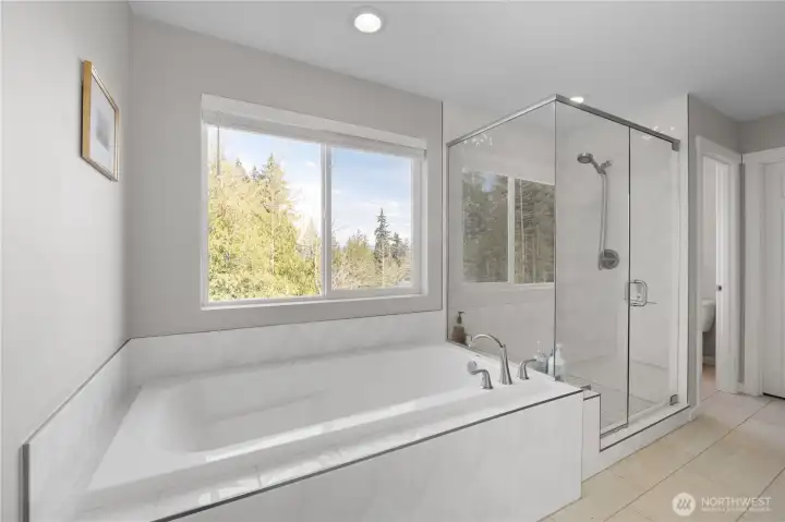No neighbors in your backyard to see you as you as you soak away the day's stress in this substantial soaking tub.