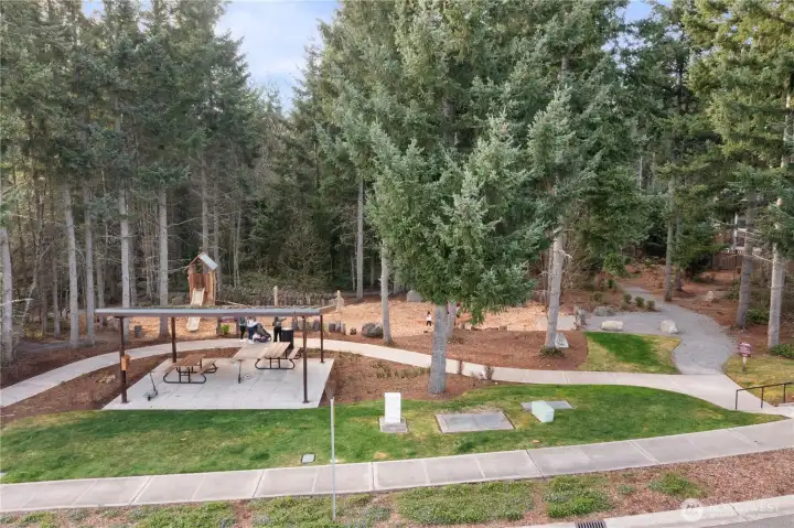 Expedition Grove, another of the 17 Tehaleh parks, has it's unique flair in a climbing tree fort, animal prints and totem pole! Each of the parks offers it's own individual theme, fun and characteristics.