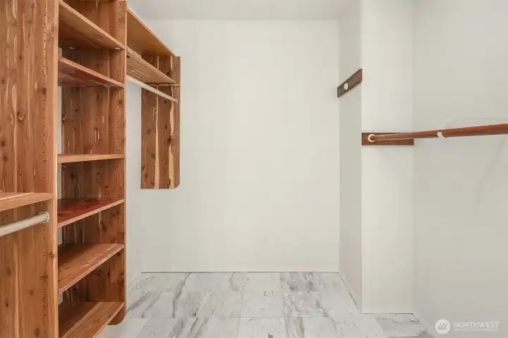 Walk in closet in primary.