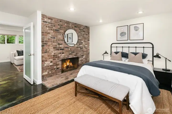 This room flexes as bedroom, home gym, or area to work from home.