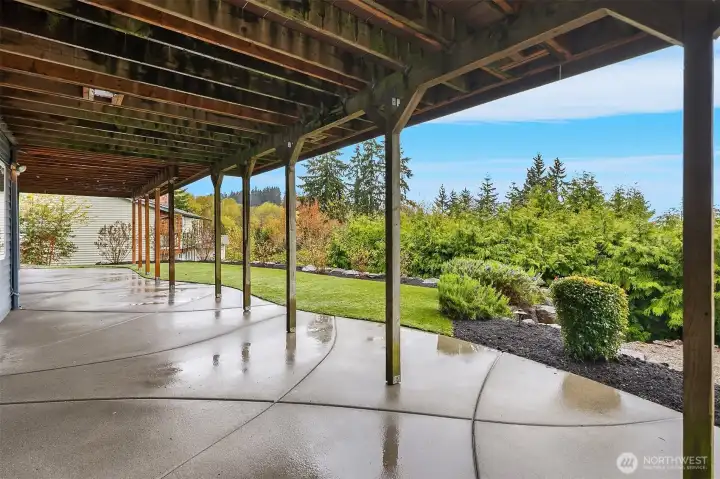 Lower level patio area and easy turf yard.
