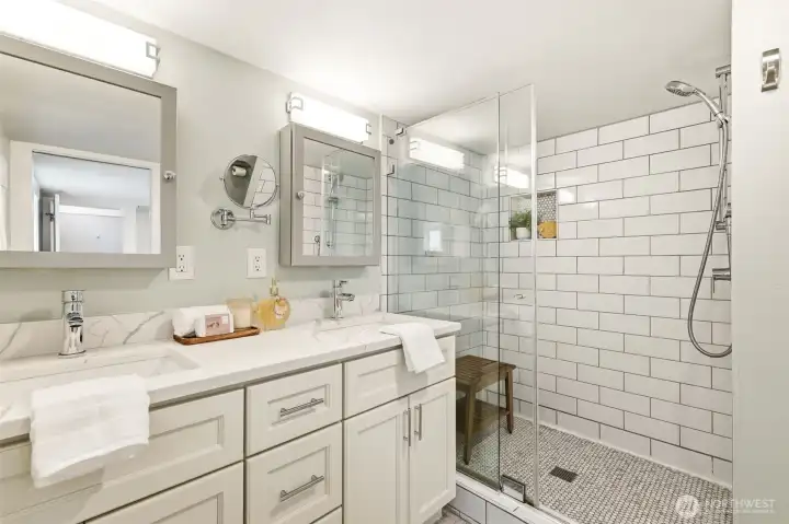 Gorgeous tiled primary bath