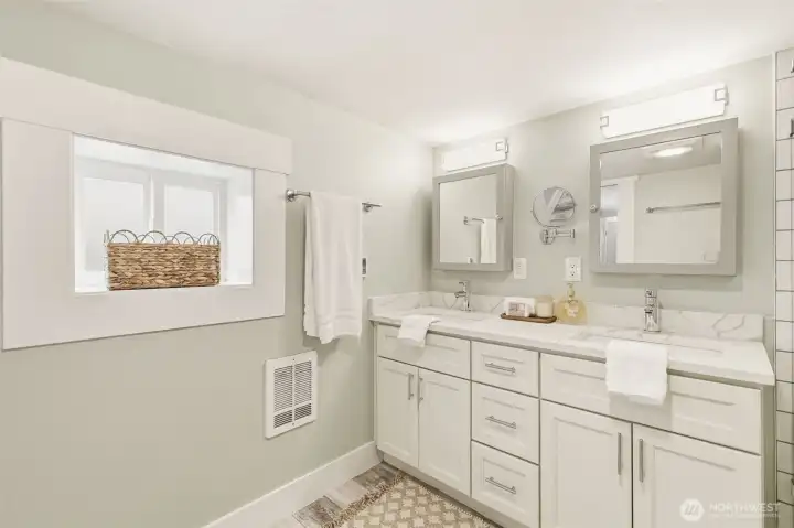 Double Vanity with custom lighting
