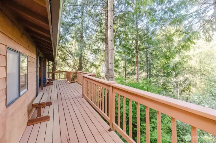 Expansive deck overlooks the lake