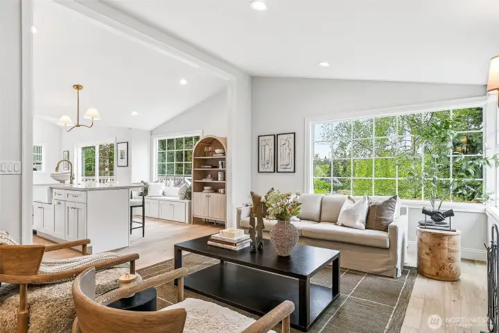 The open, reimagined layout of the main living spaces is conducive to the flow of daily life or hosting gatherings of any size.