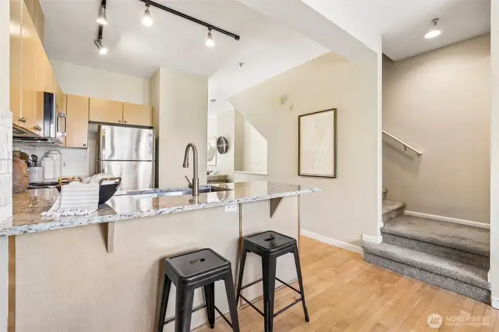 Open kitchen dining area.