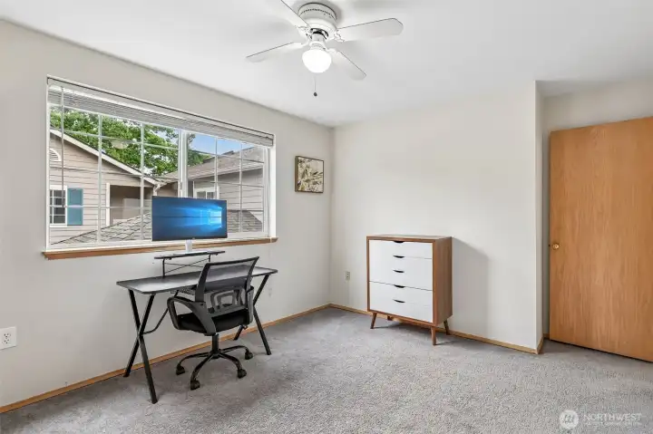 The spacious second bedroom offers a large closet and flexibility as a bedroom, guest room or office. The spacious second bedroom offers a large closet and flexibility as a bedroom, guest room or office.