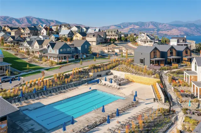 Aerial view of The Lookout's Vineyard District Pool looking SW.