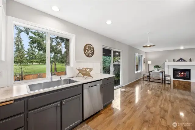 View of the golf course and mature trees from your kitchen