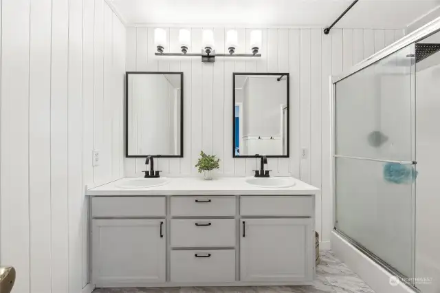 Tastefully updated primary bathroom