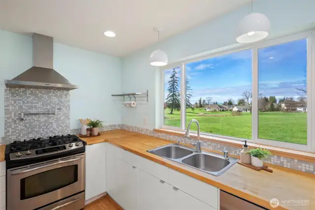 Westerly sea views from the kitchen