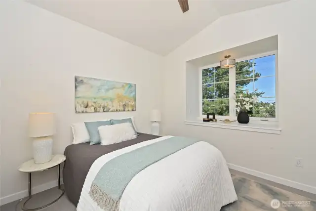 There are 2 bedrooms on the top floor.