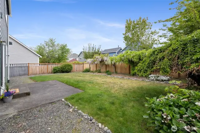 Fully fenced backyard