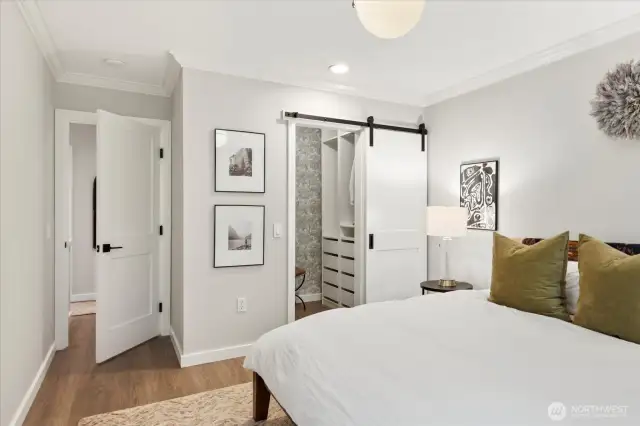 Primary bedroom with walk in closet